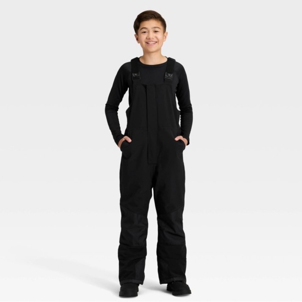 All In Motion Snow Bib Black Overalls Kids Size Small 6/7 NWT